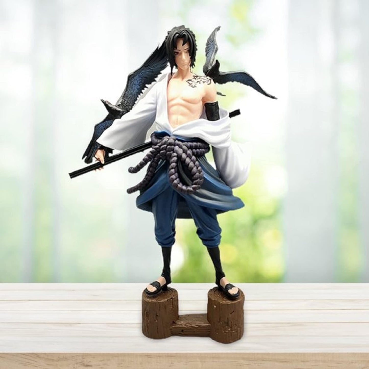 Anime Ninja Uchiha Sasuke Cursed Seal of Heaven Crow Statue Figure